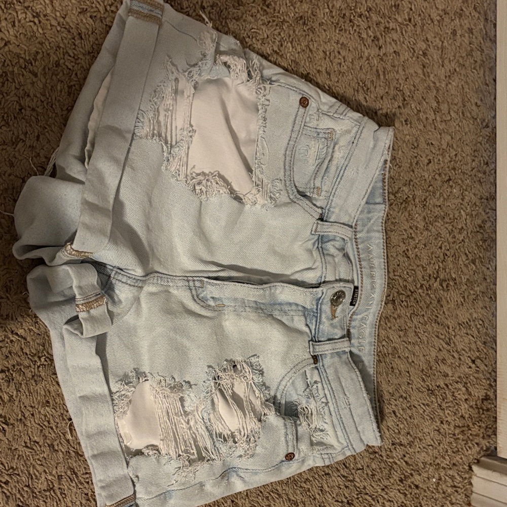 American Eagle Outfitters Light Blue Ripped Jean Shorts